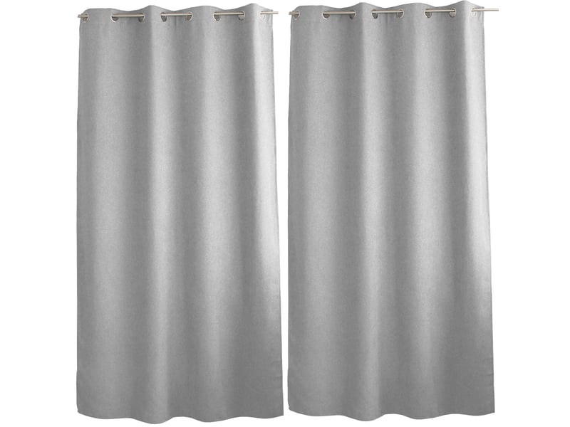  Rideaux thermique à œillets, gris clair, 140x240 cm, lot de 2, velours chenillé tramé, collection blizzard, cmadeco - gris LOT2-H2058GRCR140240 - Conforama B