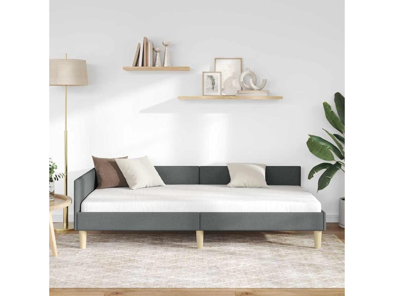  Lit simple- lit adulte -  cadre de lit d'angle gris foncé 90 x 190 cm tissu  - Conforama B