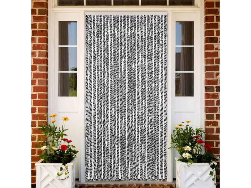  Rideau anti-mouches, moustiquaire gris et noir et blanc 100x220 cm chenille cf43553  - Conforama B