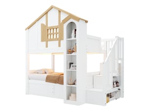 Lit superposé 2x90x200 cm <strong>OKMYHOME</strong>  <strong></strong> coloris bicolore