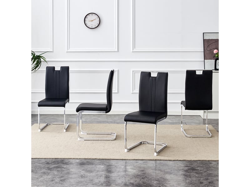  Lot de 4 chaises de salle à manger,52x40,5x98 cm,ergonomiques,pu,noir  - Conforama B