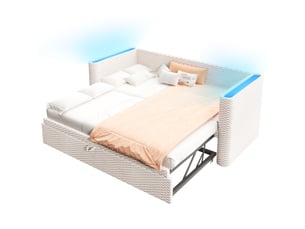 Lit gigogne 90x200 cm <strong></strong>  <strong></strong> coloris beige