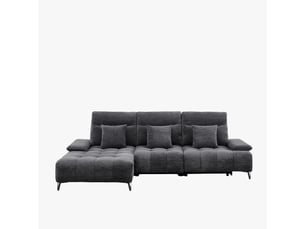 Canapé d'angle relax électrique en tissu matelassé noir - angle gauche