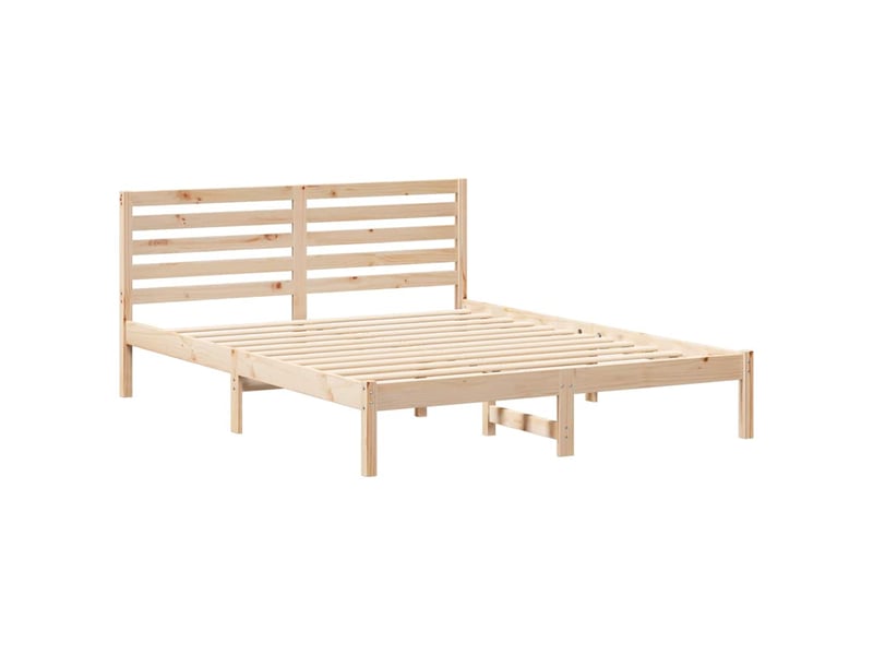  Lit double- lit adulte -  cadre de lit avec tête de lit marron 150 x 200 cm pin massif  - Conforama C