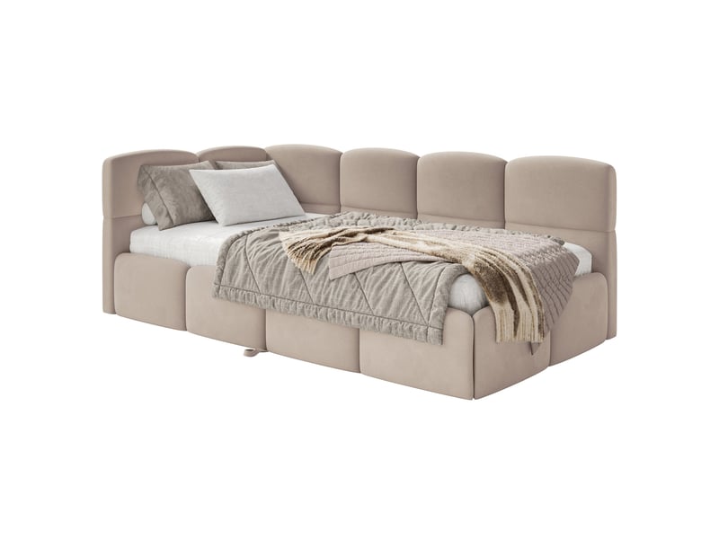 Selsey cloudy - lit rembourré - 170x185 cm - velours beige - côté gauche Cloudy - Conforama A