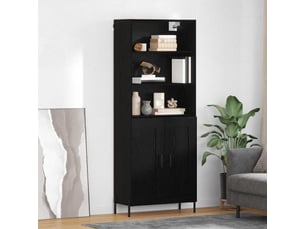 Buffet - haut armoire chêne noir 69,5 x 34 x 180 cm bois d'ingénierie