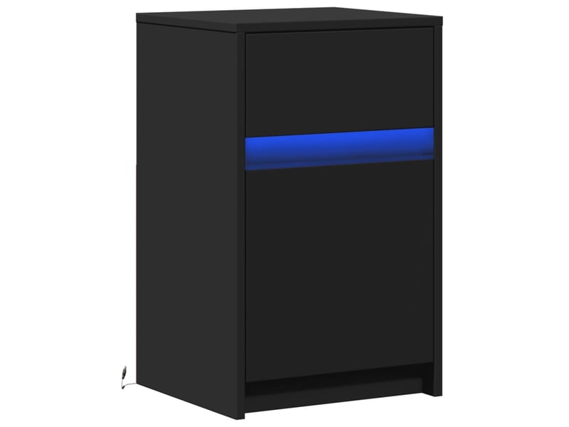  Table de chevet - cabinet de chevet - table de nuit avec lumières led noir bois d'ingénierie  - Conforama D