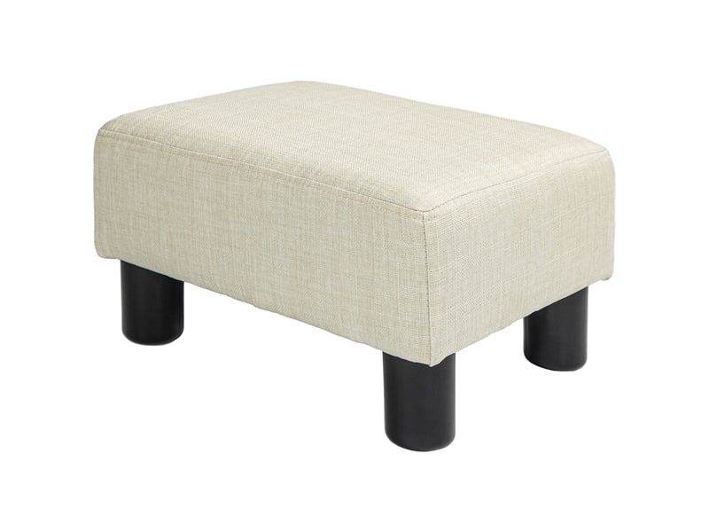  Pouf repose-pied tabouret bas en tissu de lin capacité de charge 110 kg beige 40 x 30 x 24 cm  - Conforama B
