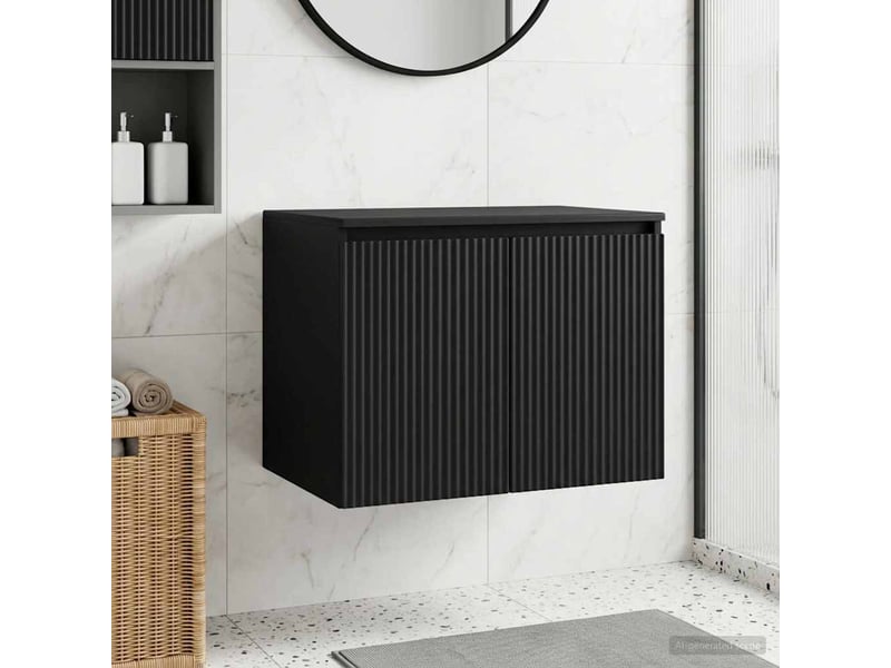  Cabinet salle de bain mural, meuble de rangement noir 62.5x44.5x50 cm  - Conforama B