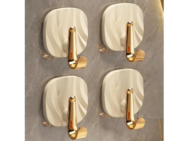  Quatre crochets en acrylique auto-adhésifs, adaptés aux salles de bains, cuisines, chambres, rangement étanche, beige ZYS02161LHY - Conforama A