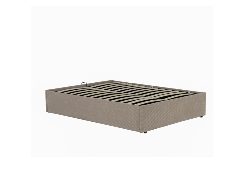 Lit coffre 140x190 velours côtelé taupe terre de nuit  - Conforama E