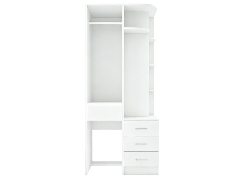  Armoire 1 porte avec penderie et étagères - 3 tiroirs - rangement vêtements - 70 x 55 x 175 cm - blanc  - Conforama E