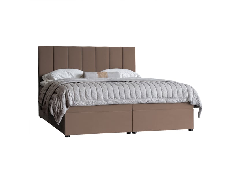  Lit coffre zelto - 200x200 cm - avec matelas et surmatelas - velours dense - marron clair ZELTO - Conforama A