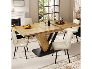 Table à manger extensible 120 à 160 cm effet bois et métal pour cuisine et salon 4 à 6 personnes