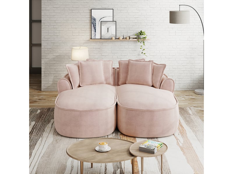 Canapé modulable 184x164x67 cm tissu chenille configuration modulable - assise profonde - mobilier de salon - rose OPULERANE TRADING LTD - Conforama B