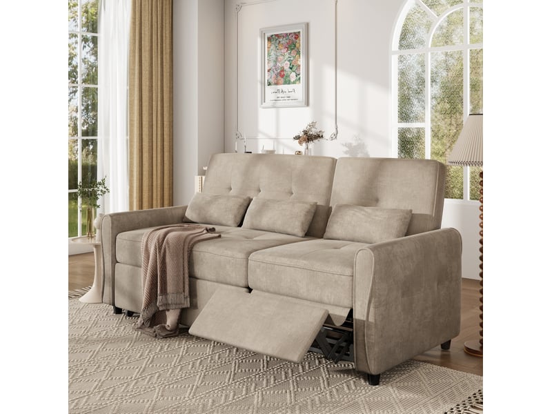  Canapé-lit 3 places modenvie convertible en chenille marron 176 x 148 x 83 cm  - Conforama B