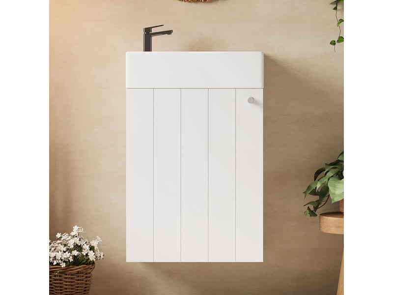 Meuble vasque mural blanc 41 cm compact, finition résistante à l’humidité, soft-close  - Conforama B