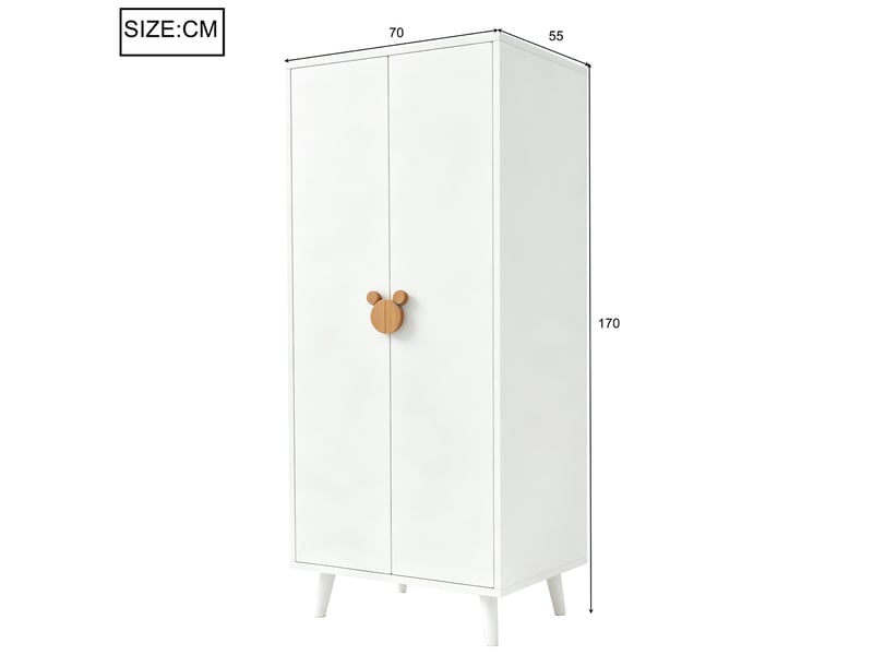  Armoire,140x55x170 cm,2 portes, tiroirs et penderie,mdf,blanche  - Conforama C