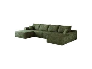 Canapé d’angle modulable 340 x 175 x 83 cm 4 places avec pouf, méridienne en l, assise profonde, sans montage, canapé compressé, vert
