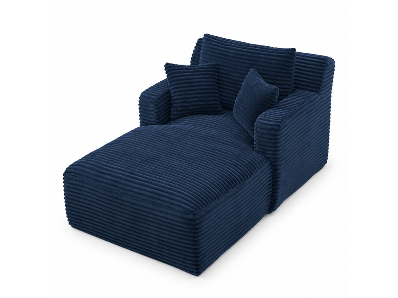 Canapé chaise longue convertible 1 place bleu en velours côtelé, assise ressorts, sans montage Fay Lum - Conforama A