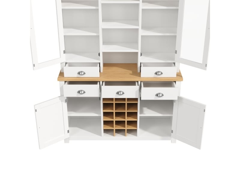  Armoire haute blanche anti-basculement avec porte-verre, poignées métal, fermeture douce et range-bouteilles amovible  - Conforama E