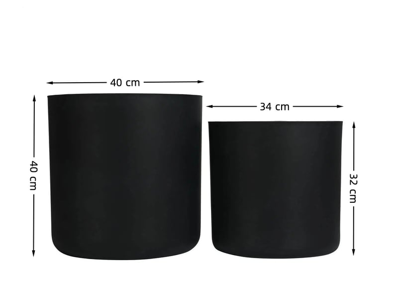Ensemble de 2 pots de plantes ronds en béton, grands pot de fleurs extérieur intérieur faits main rustiques décoratifs avec trous de drainage pour jardin patio, 34 x 32 cm & 40 x 40 cm (noir) - Conforama C