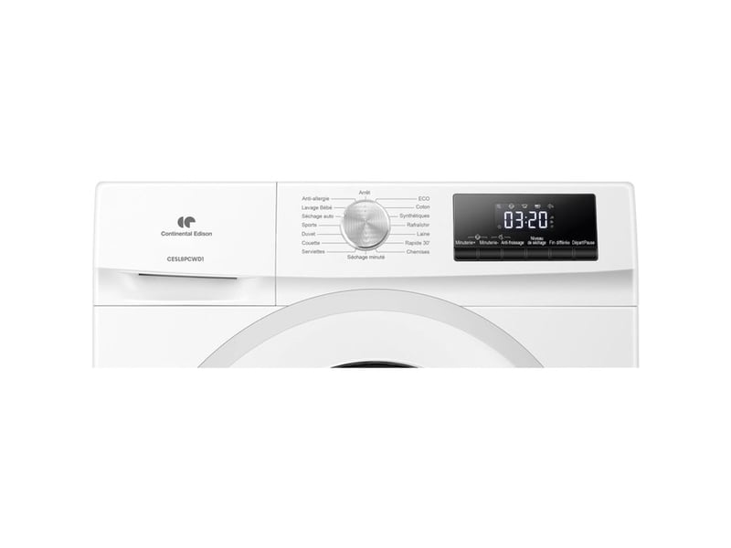 Sèche-linge pompe a chaleur 8 kg cesl8pcwd1 blanc 60 cm classe energetique d CESL8PCWD1 - Conforama C