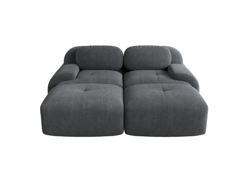  Canapé modulable 2 places modenvie sans cadre en velours côtelé gris 208 x 178 x 70 cm  - Conforama A