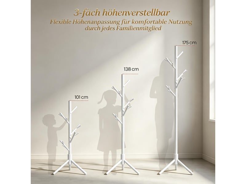  Porte-manteau moderne avec design en branches et base stable, support à vêtements avec plusieurs crochets, blanc  - Conforama E