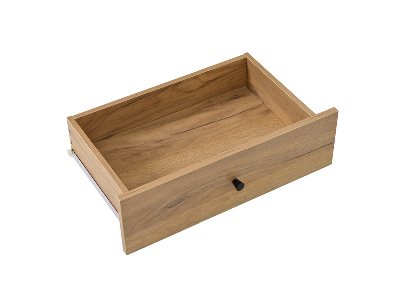  Meuble tv bas 150 cm effet bois naturel et noir – 2 tiroirs, 1 placard  - Conforama E