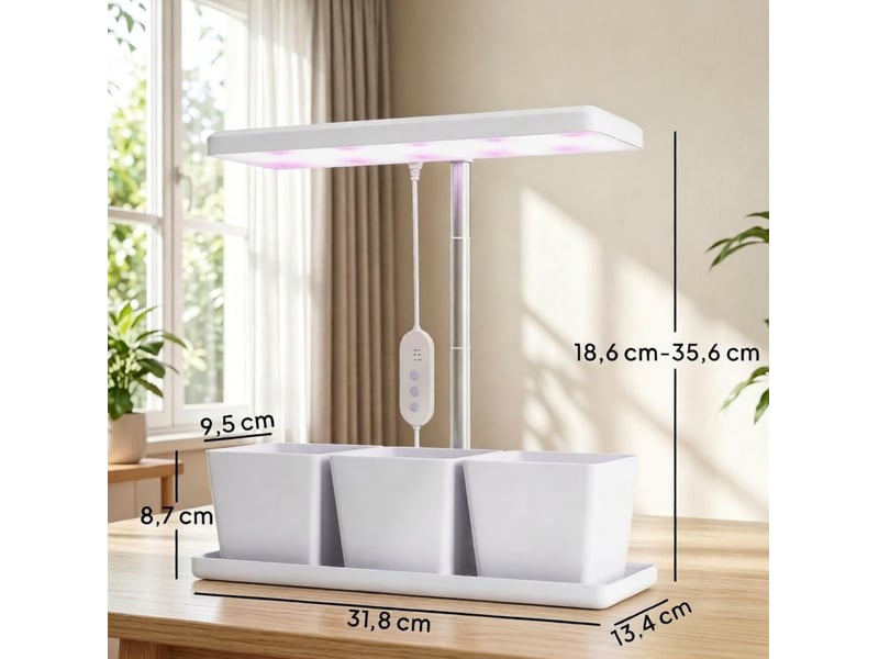  Lampe led de croissance 10 w à spectre complet avec 3 pots de culture blancs  - Conforama C