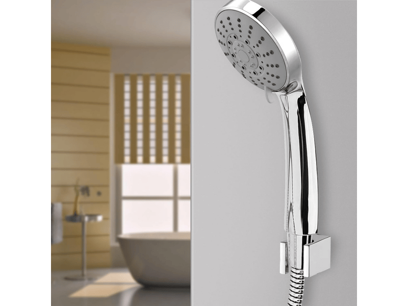 Support universel pommeau de douche - fixation murale avec vis, installation simple, durable en métal argenté - Conforama E