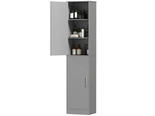 Meuble de salle de bain à 2 portes et 4 étagères réglables, 40 x 35 x 180 cm, gris
