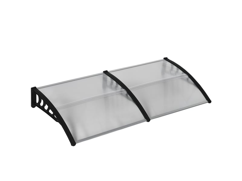  Auvent extérieur pour fenêtres et portes en polycarbonate et aluminium, 200 x 96 x 27 cm, transparent  - Conforama B