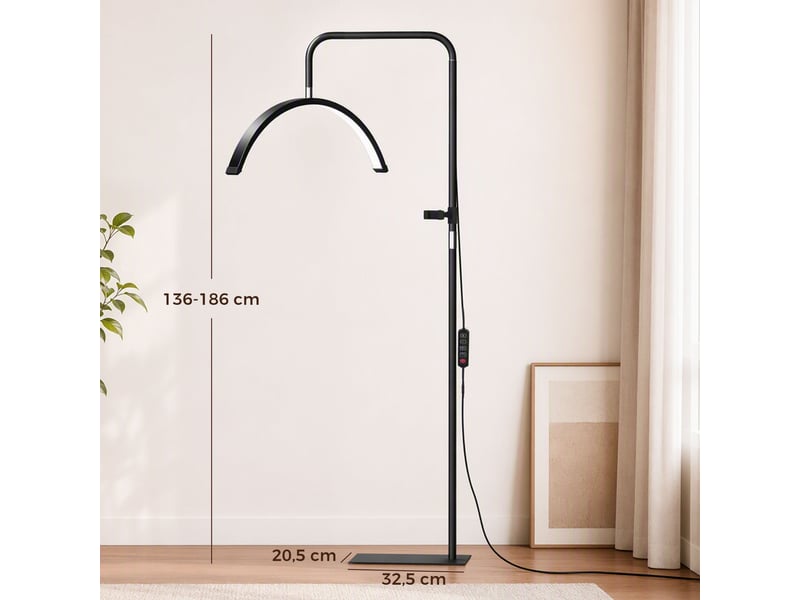 Lampe led en forme de croissant pour les cils avec support pour téléphone, anneau lumineux de beauté rotatif à 350°,lumière chaude et hauteur réglable  - Conforama E
