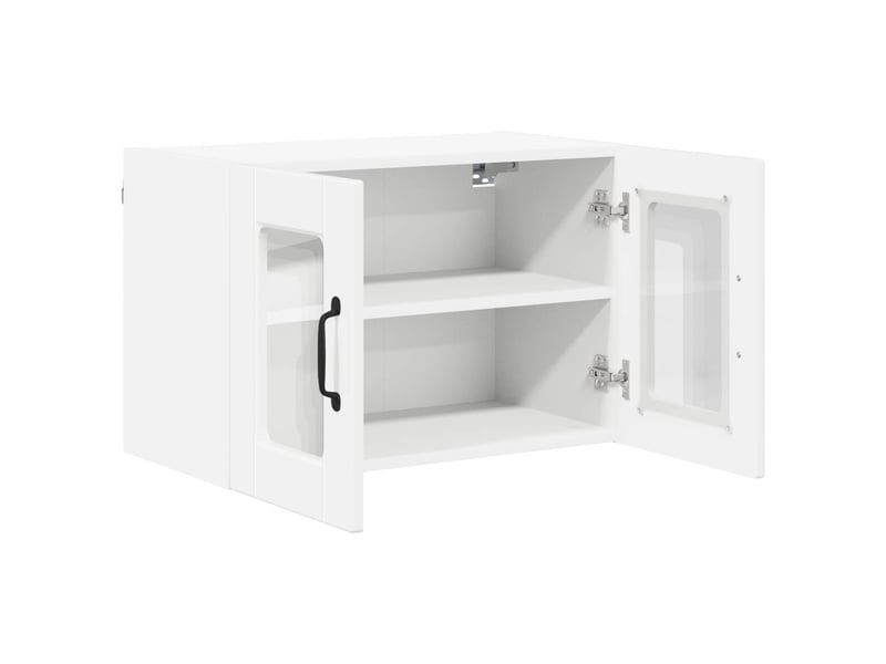 Meuble mural de cuisine, cabinet en verre mural blanc brillant 60x31x40cm shl1512 - Conforama E