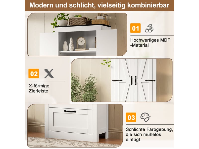 Buffet de cuisine haut blanc 60x30x168 cm, 2 portes et 2 tiroirs intégrés, meuble rangement cuisine - Conforama D