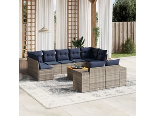 Vidaxl ensemble de canapé de jardin 10 pcs avec coussins gris résine tressée