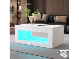 Table basse rectangulaire coloris blanc MEUBLIV - 50.5 cmx100.5 cm