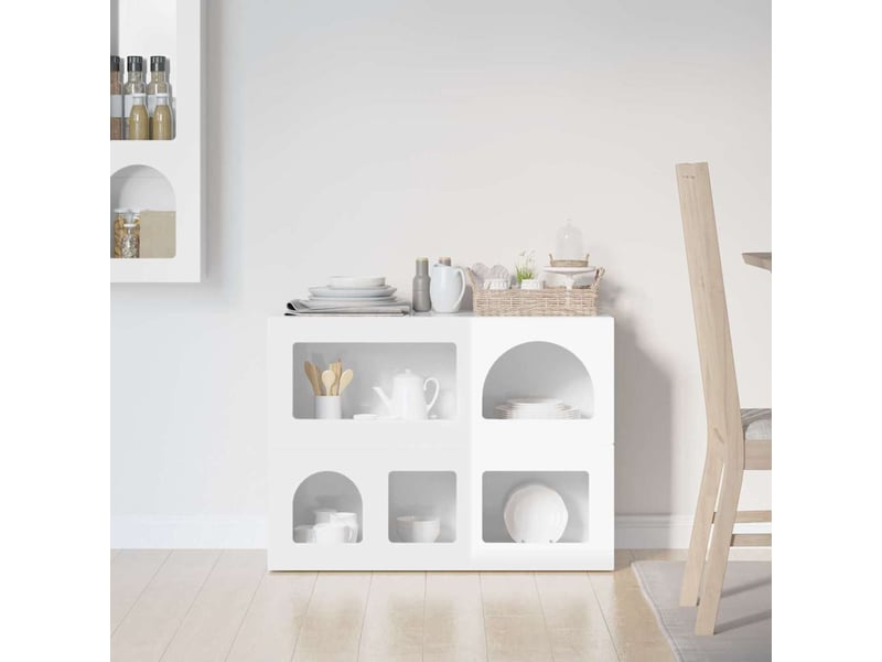  Buffet - bahut - meuble de rangement elst blanc brillant 80,5 x 35 x 59 cm bois d'ingénierie  - Conforama D