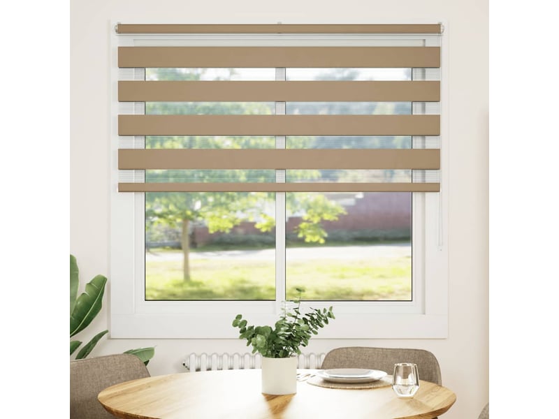  Store zèbre, store de fenêtre marron sable largeur du tissu 140,9cm polyester cf48781  - Conforama A