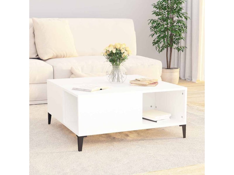  Table basse - table de salon - table à thé blanc 80x80x36,5 cm bois d'ingénierie  - Conforama C