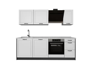 Vicco cuisine, blanc campagneanthracite, 220cm sans plan de travail