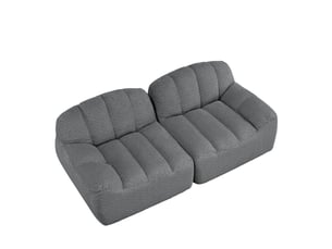Canapé modulaire 2 places sans structure, forme coquillage, assise profonde, sans montage, gris