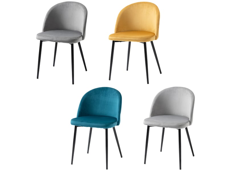  Lot de 4 chaises salle à manger scandinaves en velours assise ergonomique rembourrée pieds en métal cuisine multicolore T1003-01-07874 - Conforama C