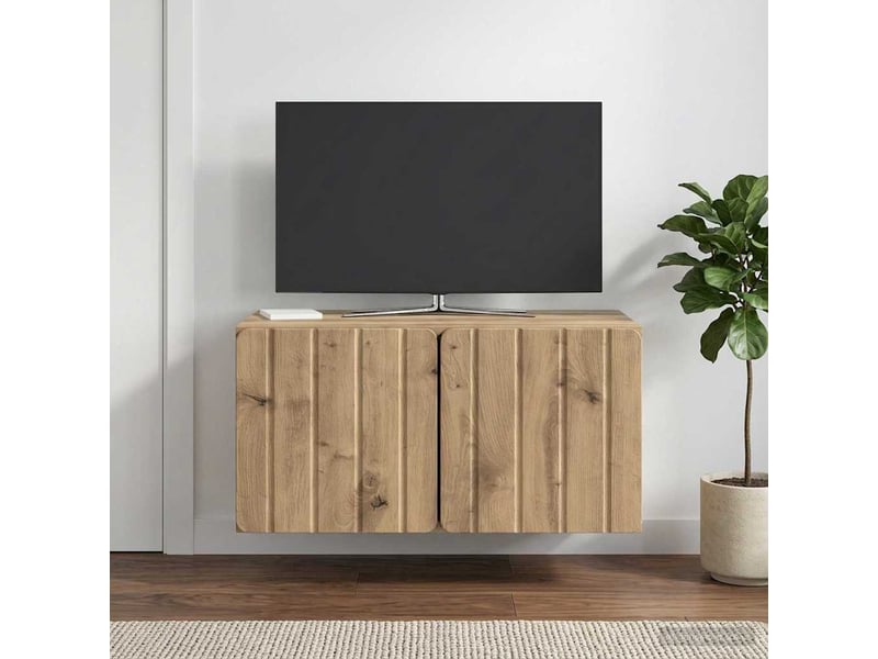  Meuble tv - banc tv - meuble de rangement mural 59,5 x 41 x 30 cm chêne artisanal  - Conforama B