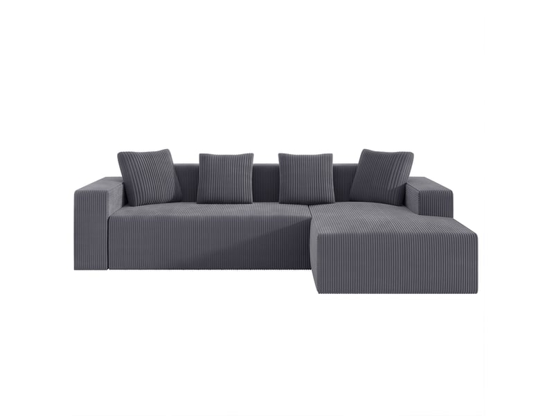  Canapé modulable 261x146x65 cm avec méridienne coloris gris  - Conforama A