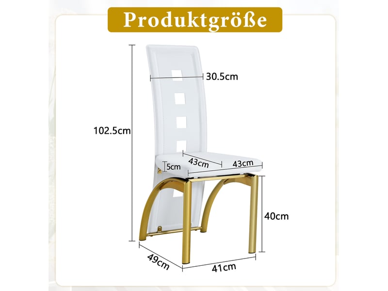 Lot de 4 chaises de salle à manger à dossier ajouré blanc et doré homvra - Conforama E
