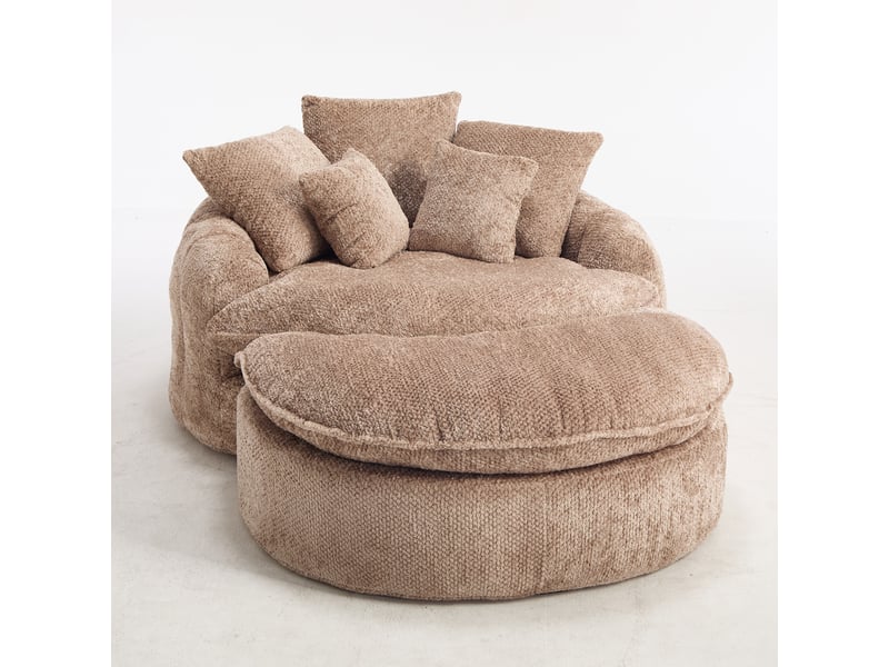  Fauteuil oversize rond 55 pouces en polyester, convertible et réglable, avec coussin  - Conforama A