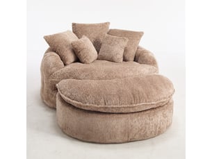Fauteuil oversize rond 55 pouces en polyester, convertible et réglable, avec coussin